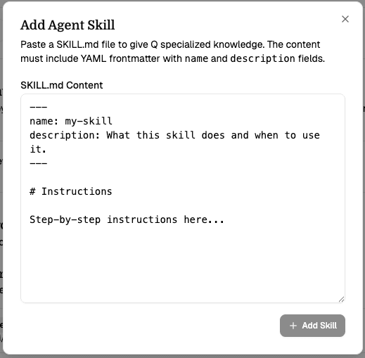 Add Agent Skill dialog